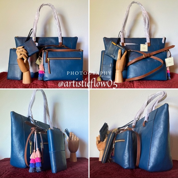 NEW! Fossil Leather 4 Piece Matching Twilight Set! - Picture 10 of 14